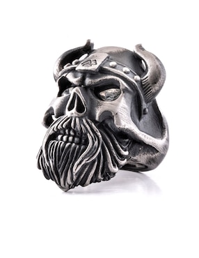 Anillo de cráneo Bomberg Viking Skulls circonita mate