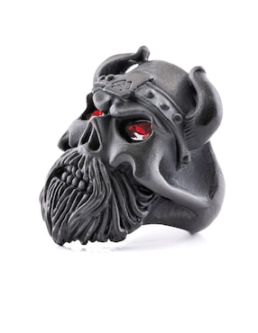 Anillo de calavera Bomberg Viking Skulls zirconia mate