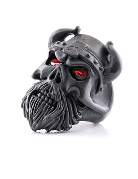 Anillo de calavera Bomberg Viking Skulls circonita mate