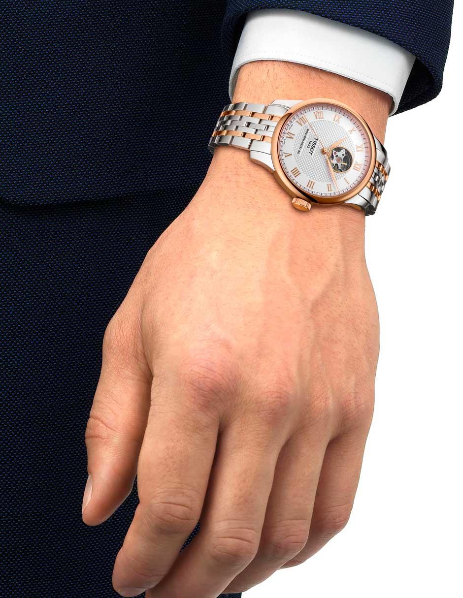 Reloj Le locle powermatic 80 open heart para hombre T0064072203302 6