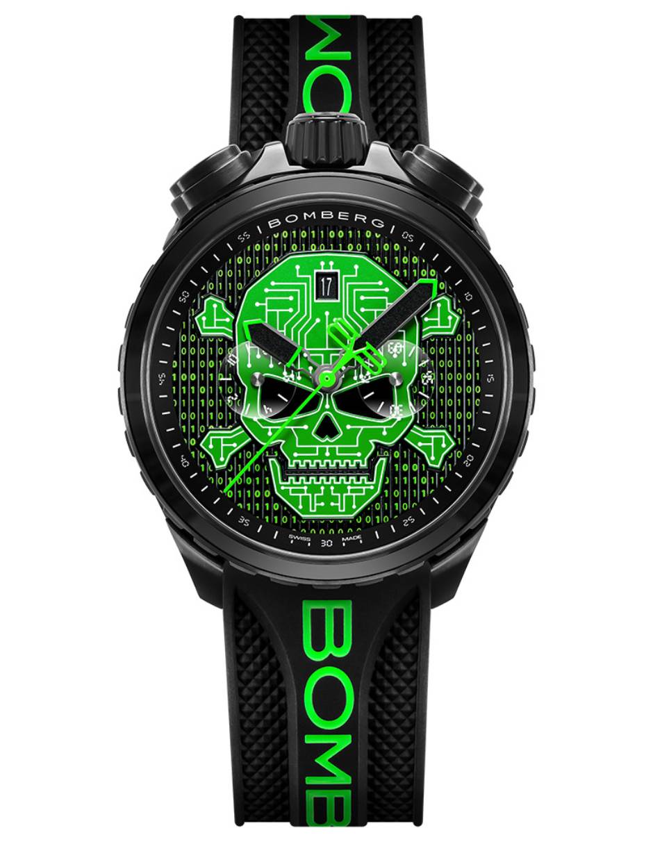 Reloj Bolt-68 Heritage Cyber Skull Green para hombre BS4572.1