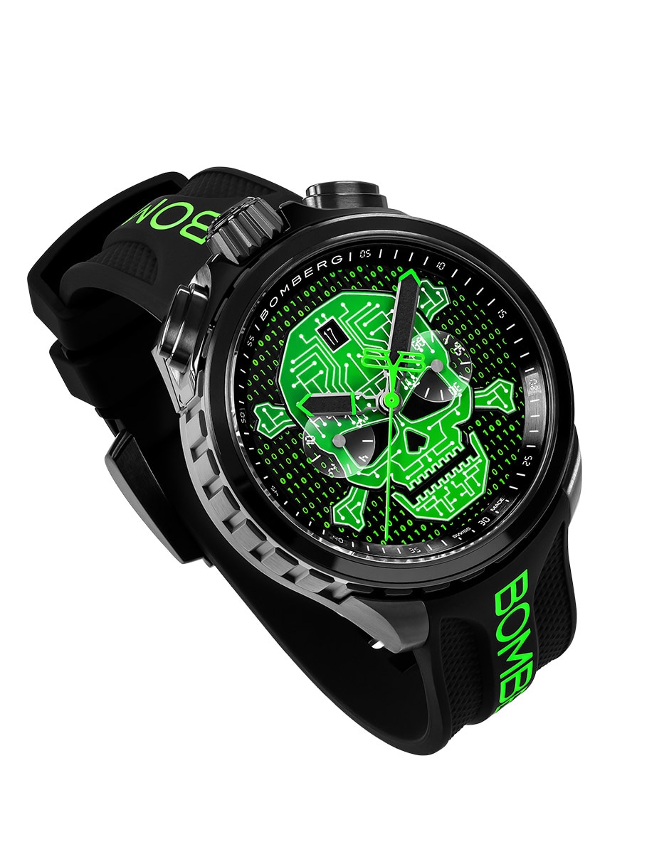 Reloj Bolt-68 Heritage Cyber Skull Green para hombre BS4572.1 3