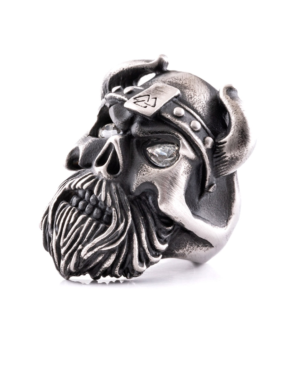Anillo de calavera Viking Skulls circonita mate 4