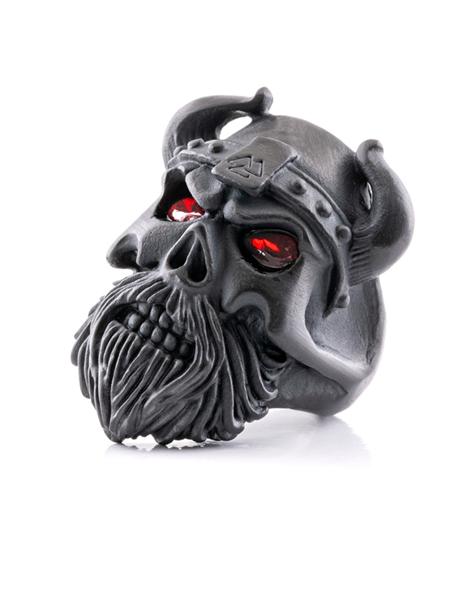 Anillo de calavera Viking Skulls circonita mate 2